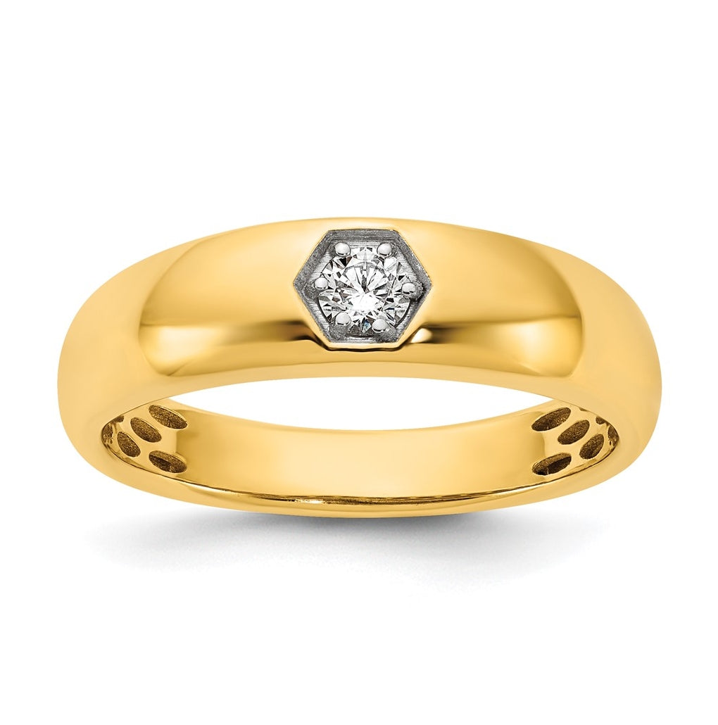 14k Yellow Or White Gold IB Goodman Mens Polished Complete 1/6ct Diamond Ring