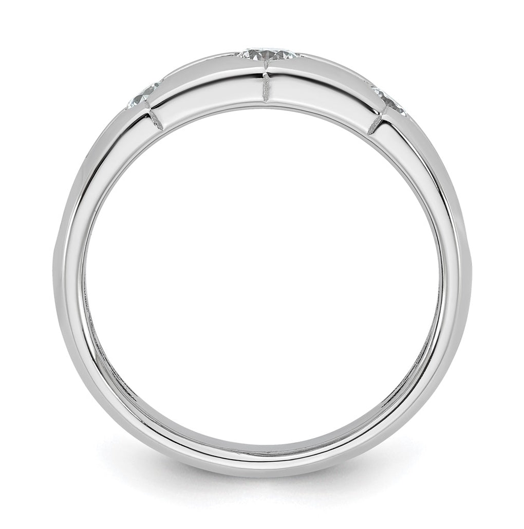 14k Yellow Or White Gold IB Goodman Mens Polished Complete 3-Stone 3/8ct Diamond Ring