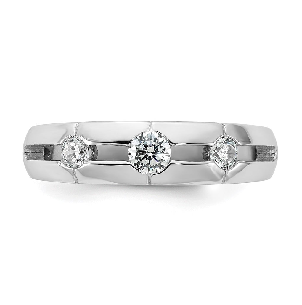 14k Yellow Or White Gold IB Goodman Mens Polished Complete 3-Stone 3/8ct Diamond Ring