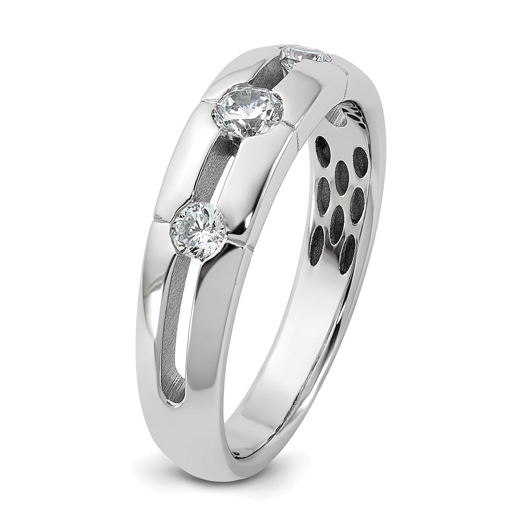 14k Yellow Or White Gold IB Goodman Mens Polished Complete 3-Stone 3/8ct Diamond Ring