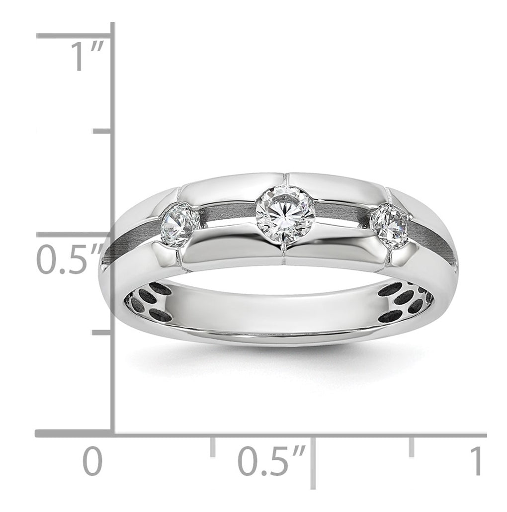 14k Yellow Or White Gold IB Goodman Mens Polished Complete 3-Stone 3/8ct Diamond Ring