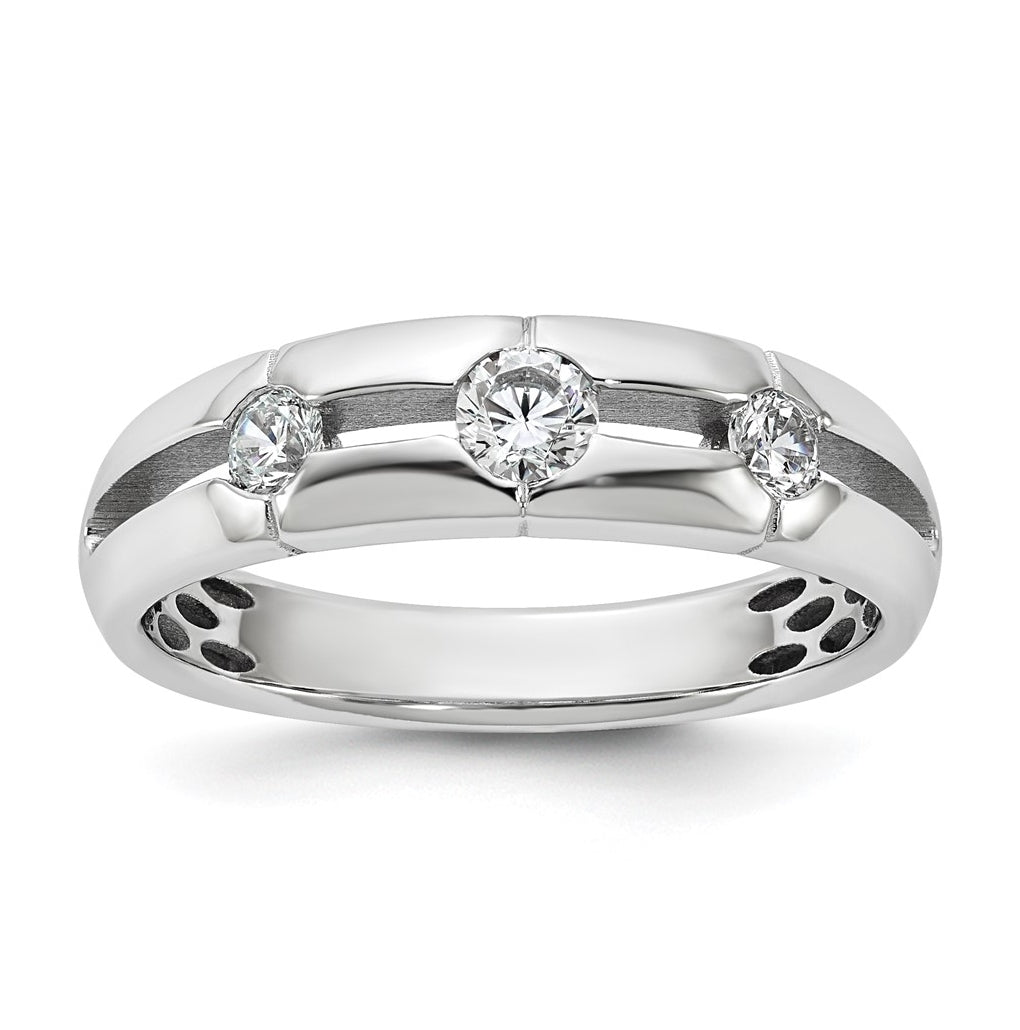 14k Yellow Or White Gold IB Goodman Mens Polished Complete 3-Stone 3/8ct Diamond Ring