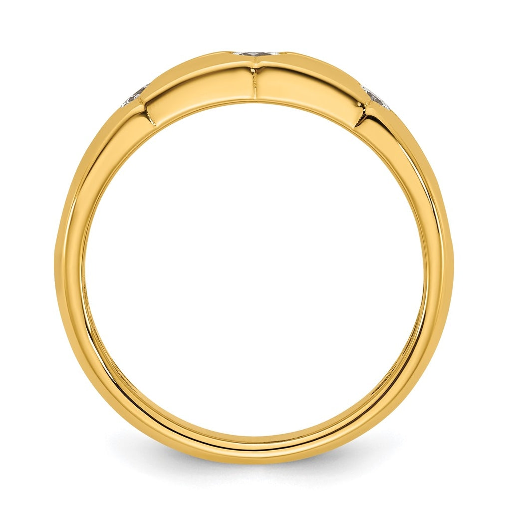 14k Yellow Or White Gold IB Goodman Mens Polished Complete 3-Stone 3/8ct Diamond Ring