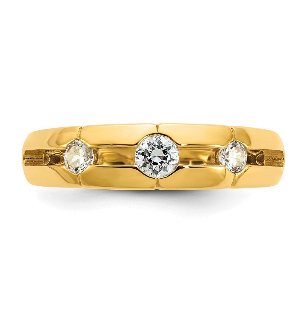 14k Yellow Or White Gold IB Goodman Mens Polished Complete 3-Stone 3/8ct Diamond Ring