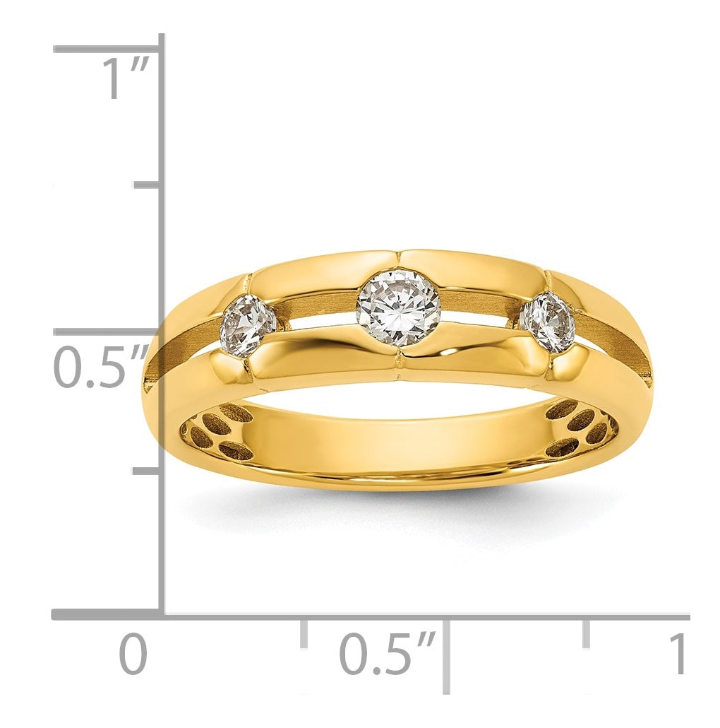 14k Yellow Or White Gold IB Goodman Mens Polished Complete 3-Stone 3/8ct Diamond Ring