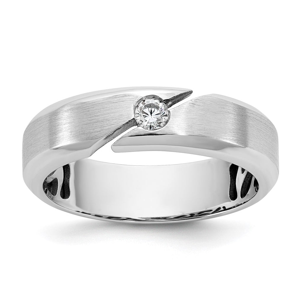 14k Yellow Or White Gold IB Goodman Mens Satin Complete 1/10ct Diamond Ring