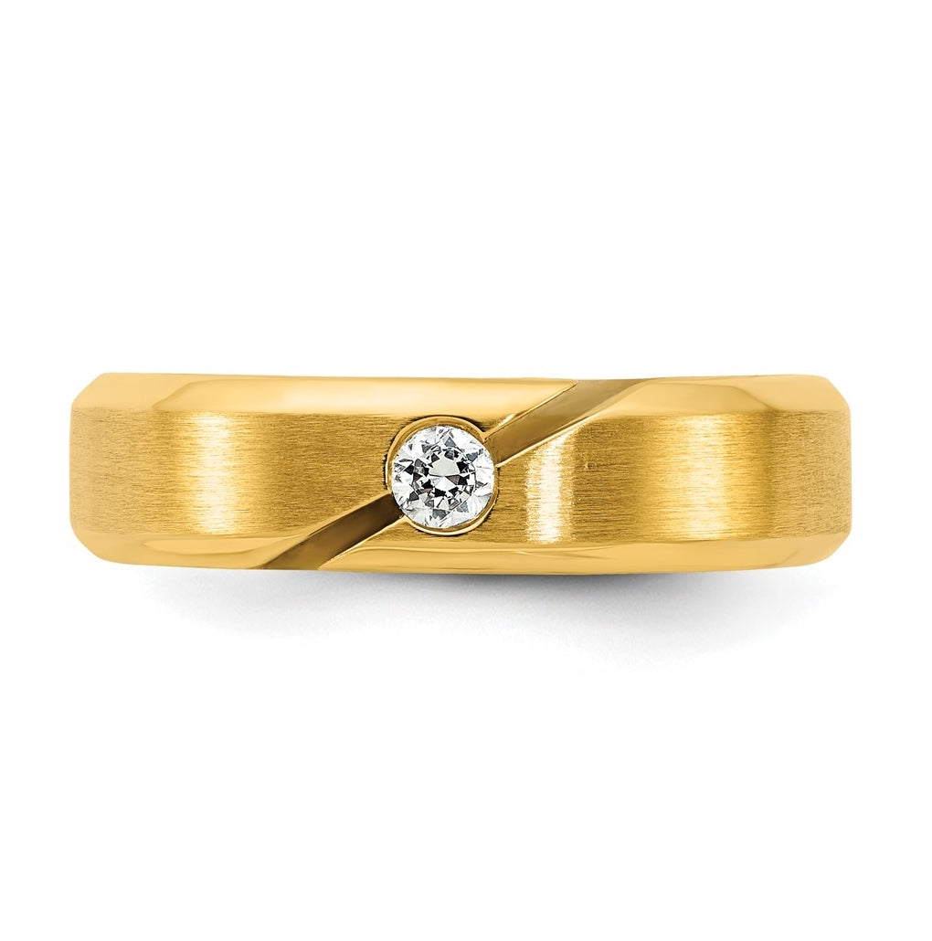 14k Yellow Or White Gold IB Goodman Mens Satin Complete 1/10ct Diamond Ring