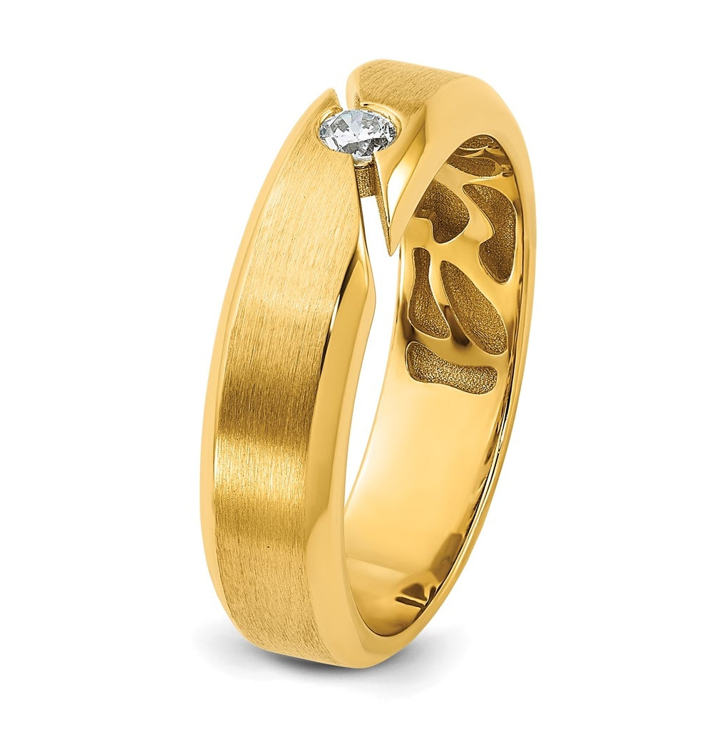 14k Yellow Or White Gold IB Goodman Mens Satin Complete 1/10ct Diamond Ring