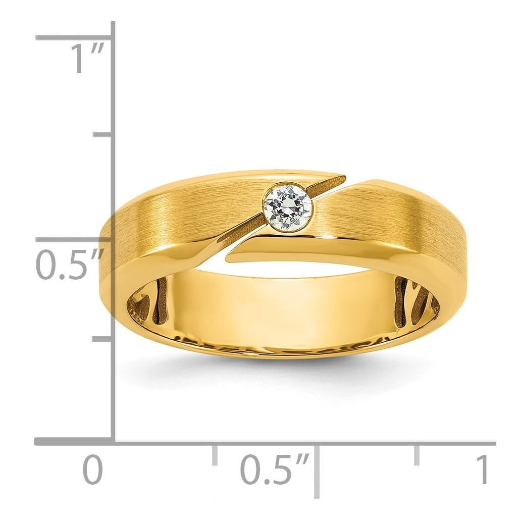 14k Yellow Or White Gold IB Goodman Mens Satin Complete 1/10ct Diamond Ring