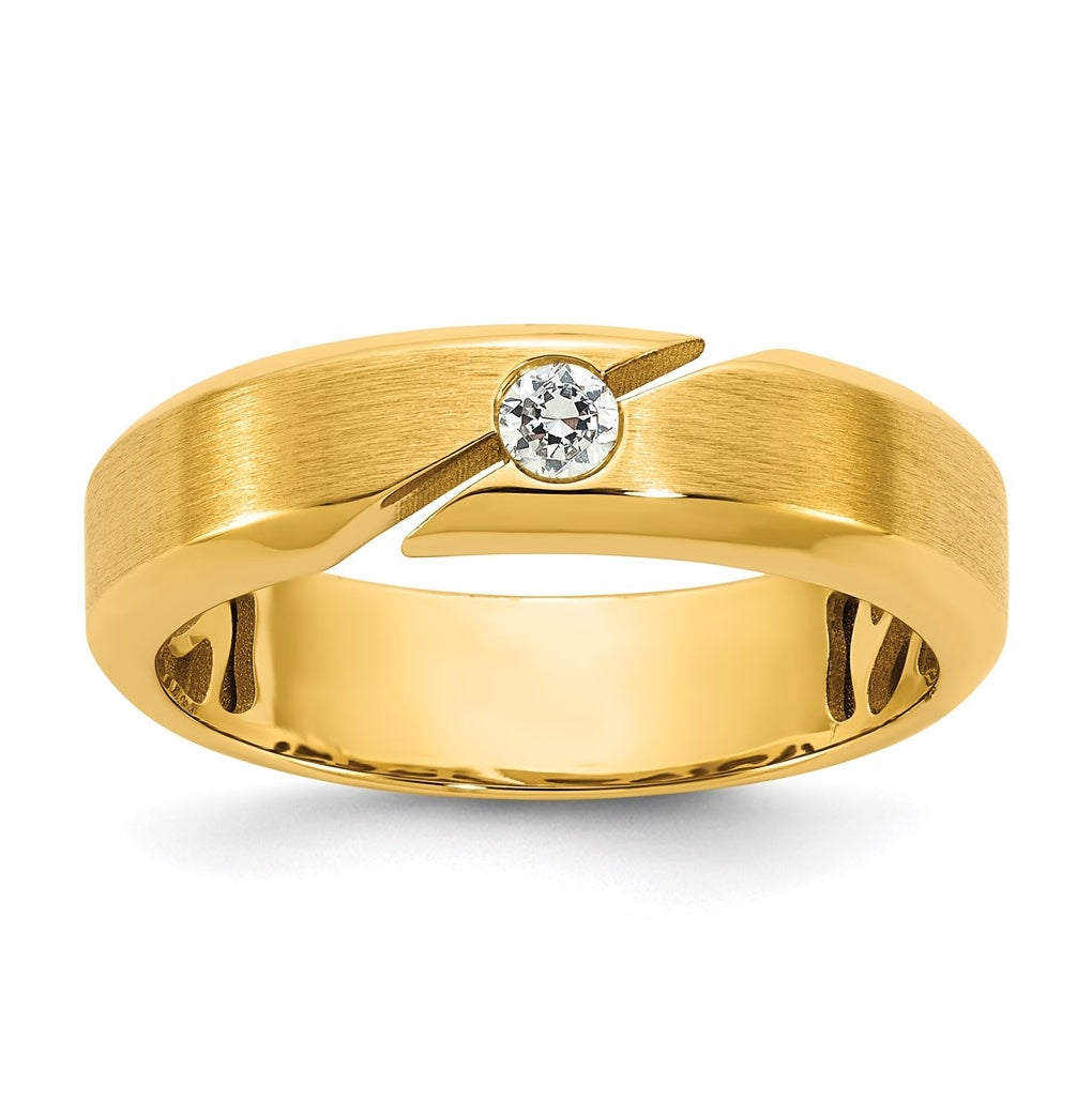 14k Yellow Or White Gold IB Goodman Mens Satin Complete 1/10ct Diamond Ring