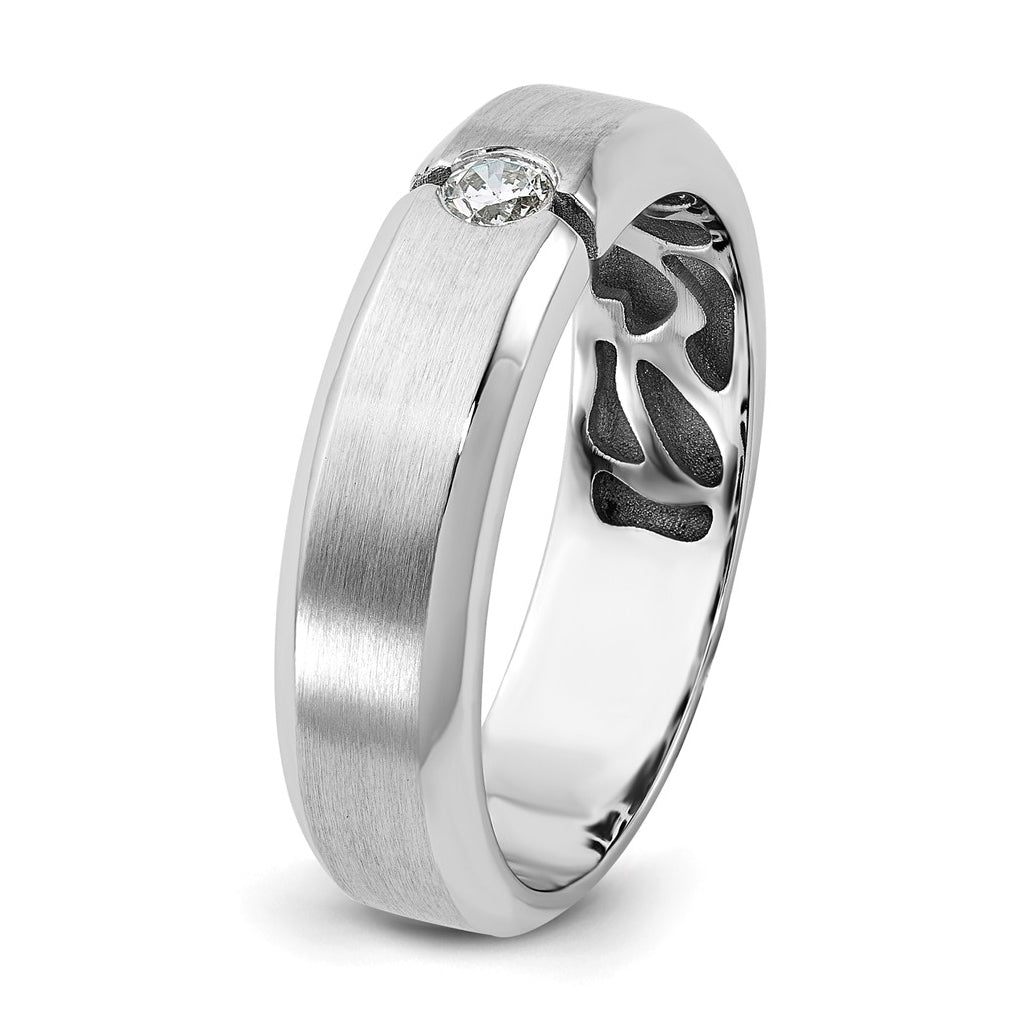 14k Yellow Or White Gold IB Goodman Mens Satin Complete 1/10ct Diamond Ring
