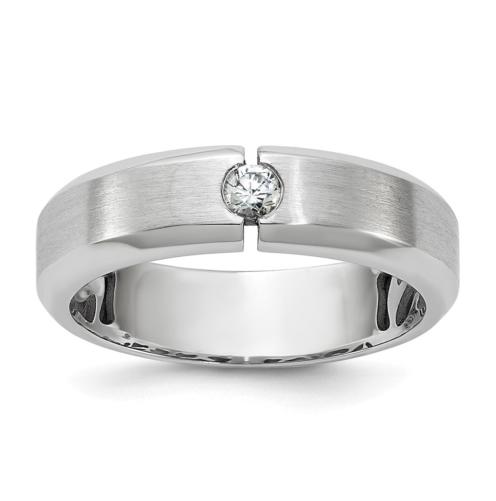 14k Yellow Or White Gold IB Goodman Mens Satin Complete 1/10ct Diamond Ring