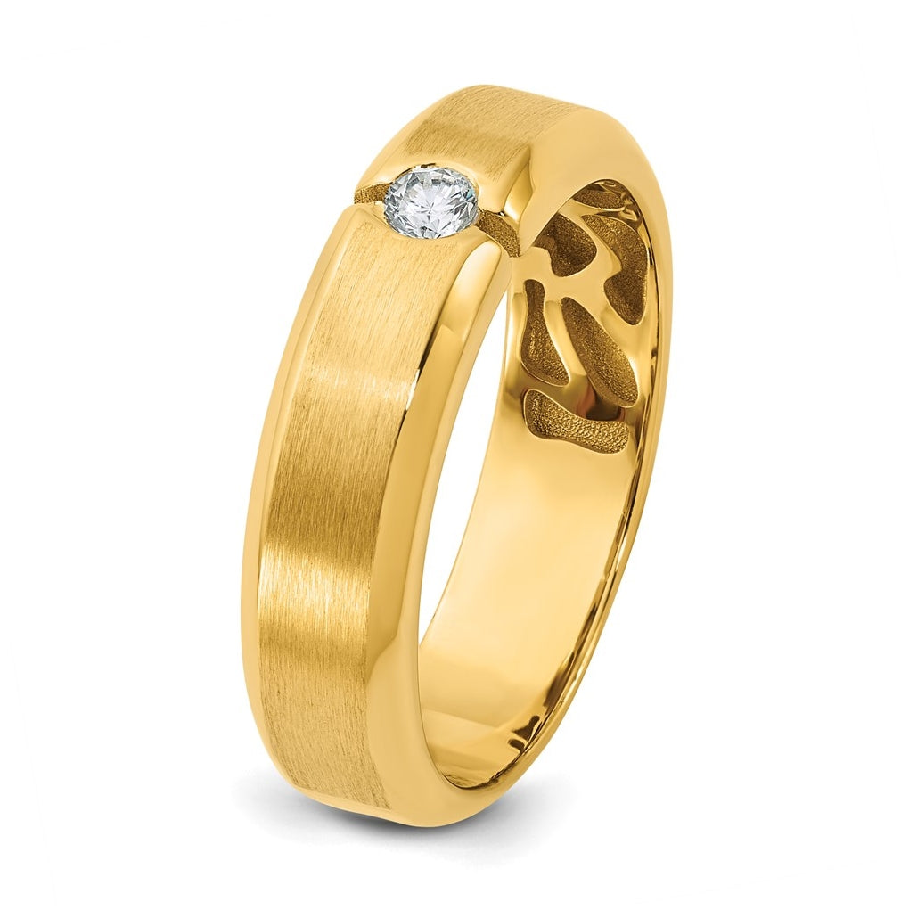 14k Yellow Or White Gold IB Goodman Mens Satin Complete 1/10ct Diamond Ring