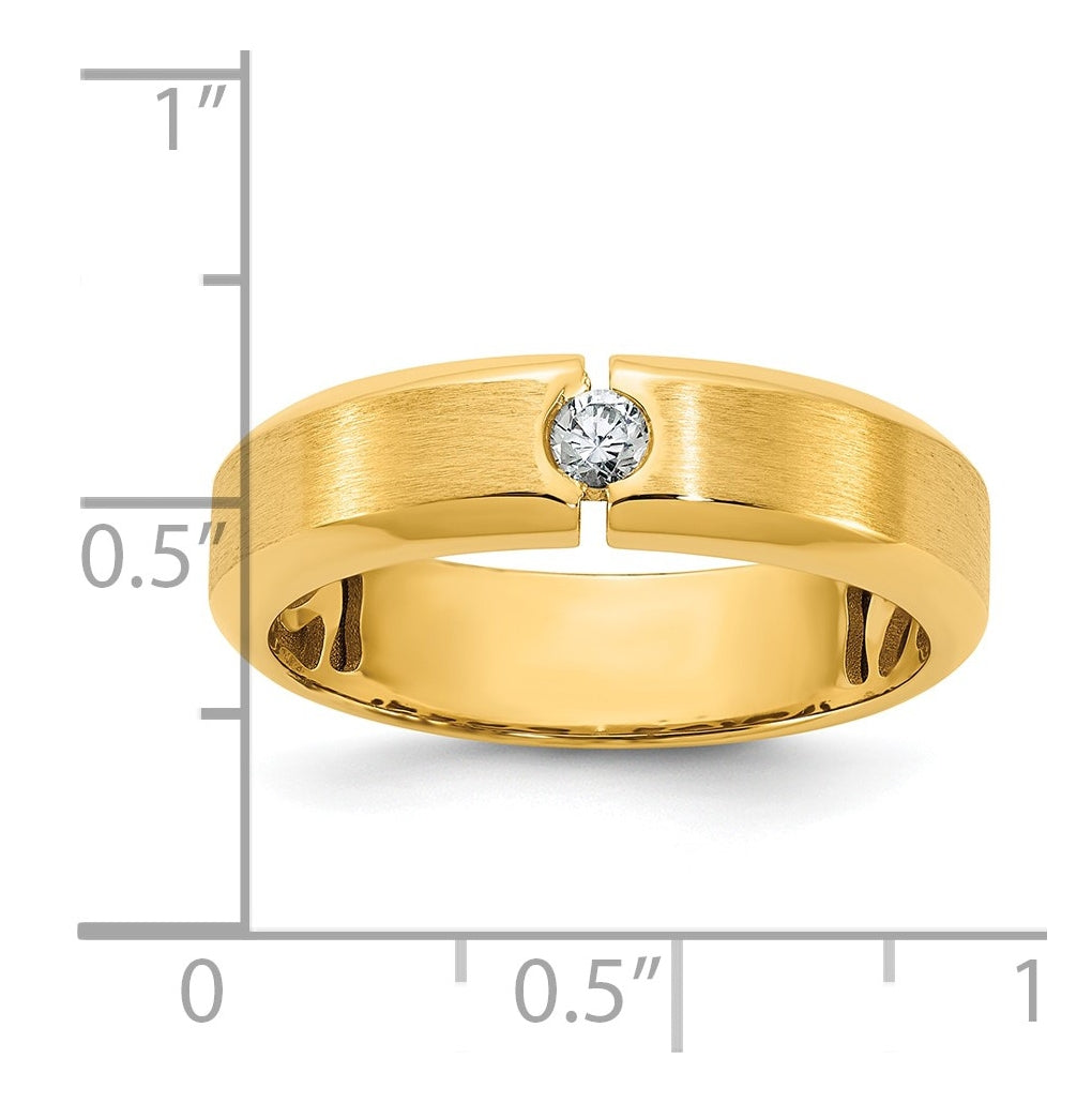 14k Yellow Or White Gold IB Goodman Mens Satin Complete 1/10ct Diamond Ring