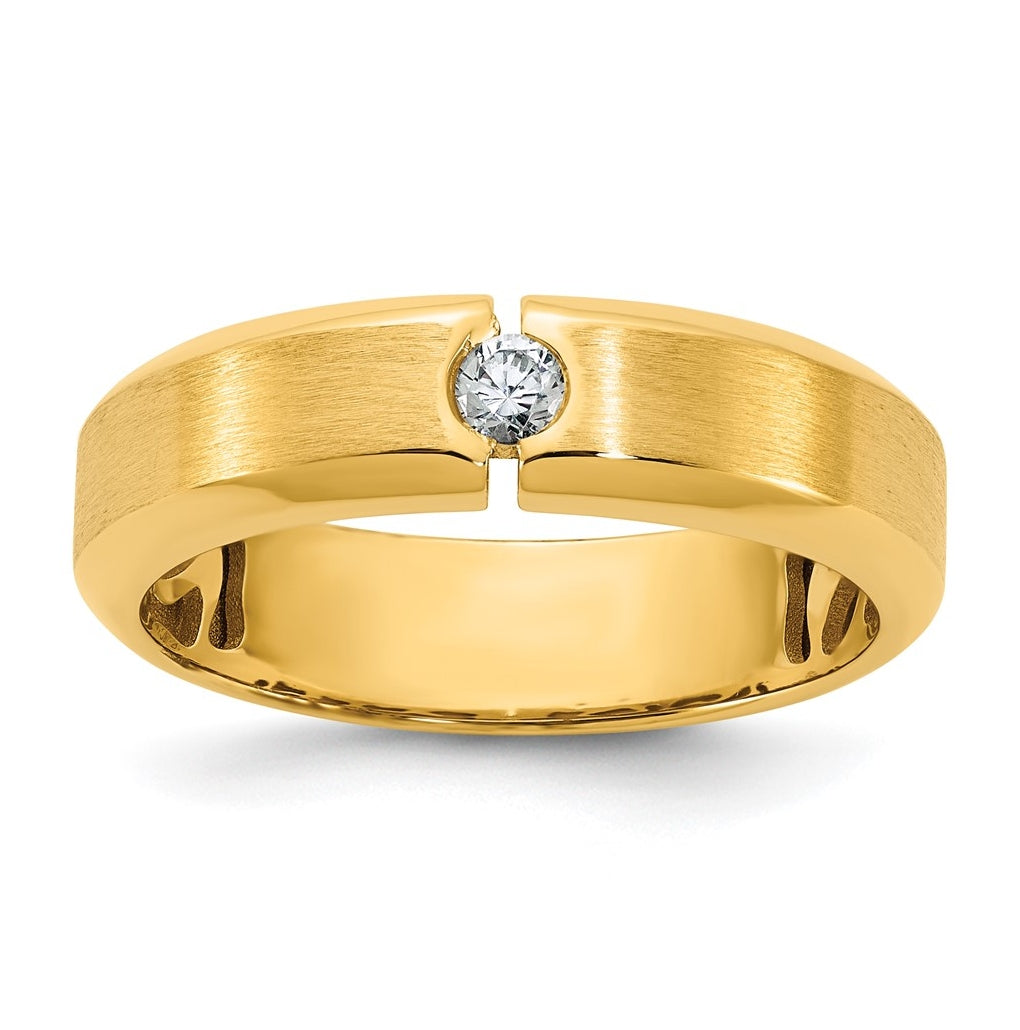 14k Yellow Or White Gold IB Goodman Mens Satin Complete 1/10ct Diamond Ring