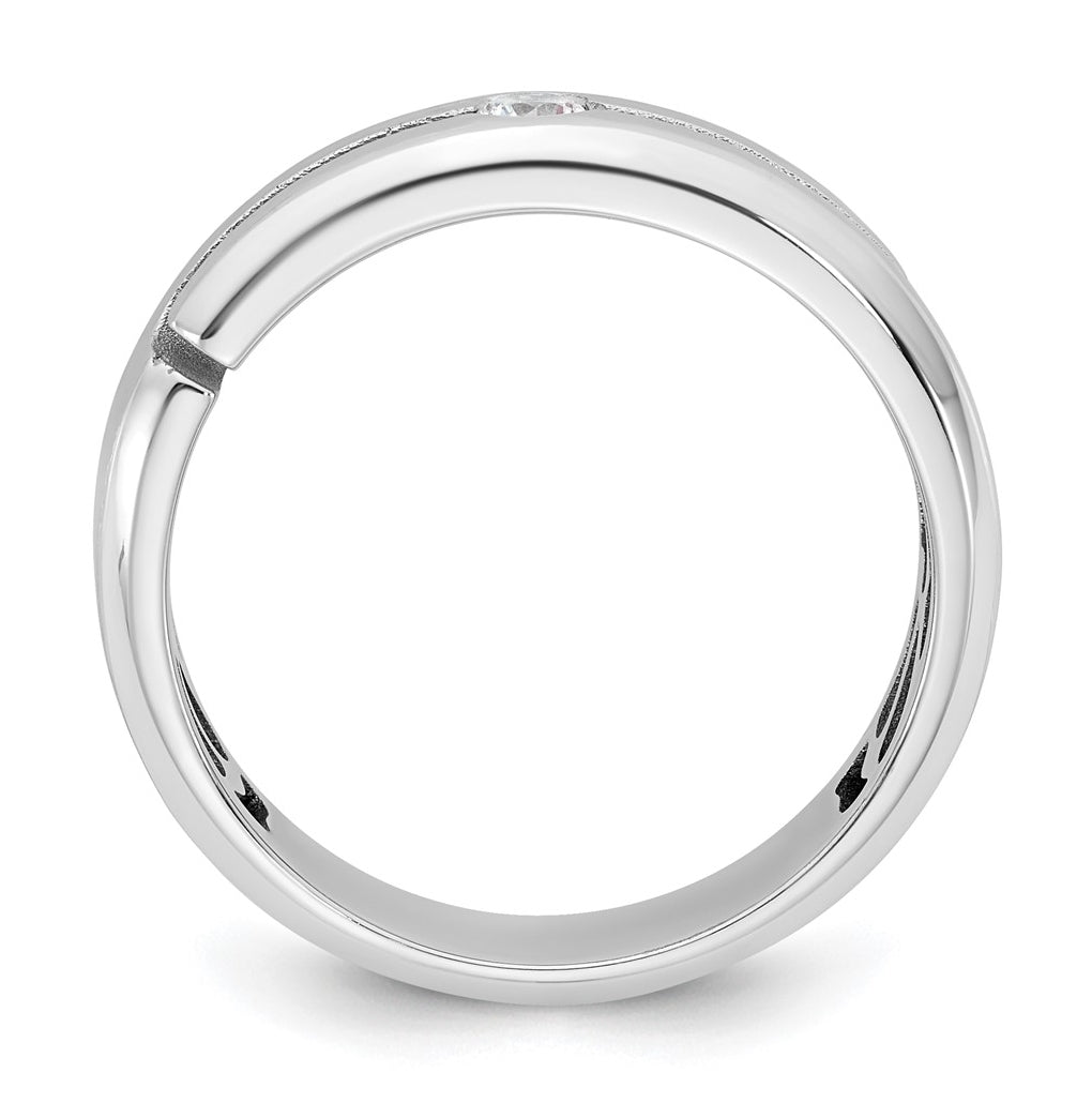 14k Yellow Or White Gold IB Goodman Mens Satin Complete 1/10ct Diamond Ring