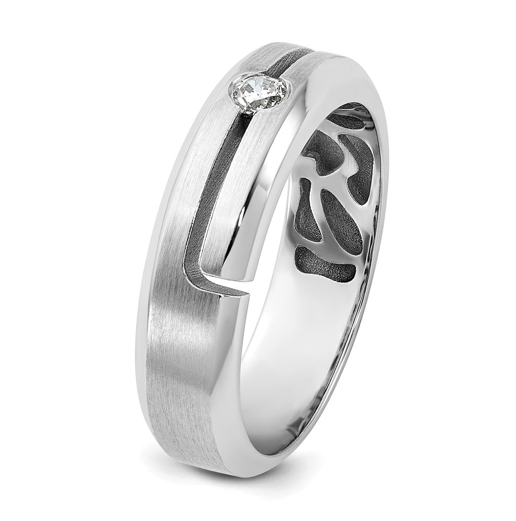 14k Yellow Or White Gold IB Goodman Mens Satin Complete 1/10ct Diamond Ring