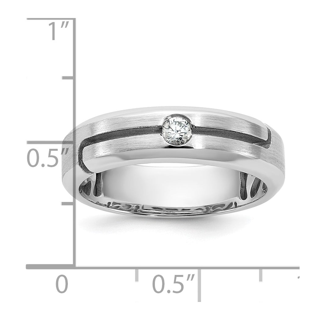 14k Yellow Or White Gold IB Goodman Mens Satin Complete 1/10ct Diamond Ring