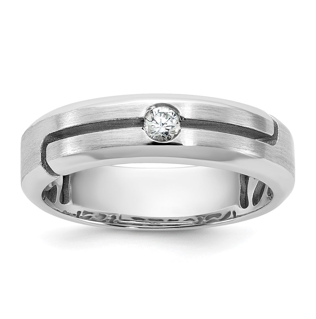 14k Yellow Or White Gold IB Goodman Mens Satin Complete 1/10ct Diamond Ring