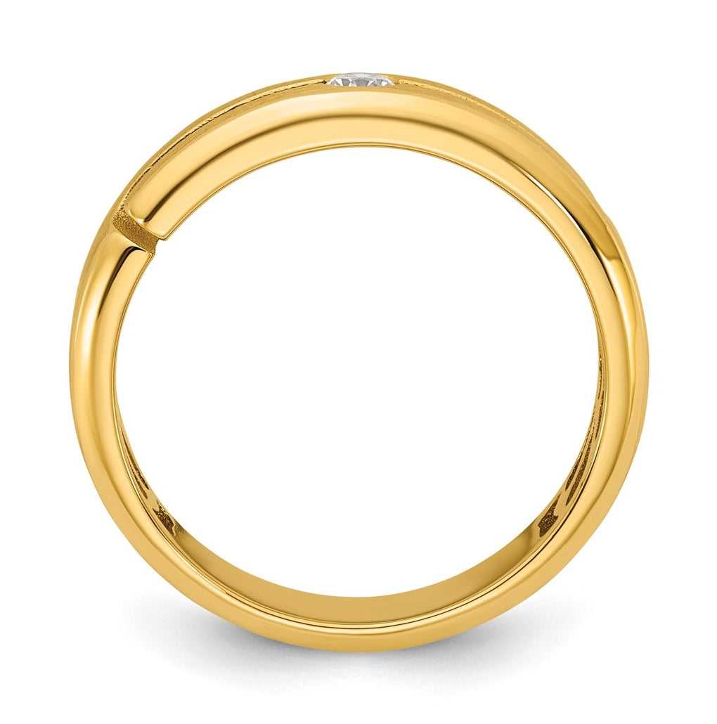 14k Yellow Or White Gold IB Goodman Mens Satin Complete 1/10ct Diamond Ring