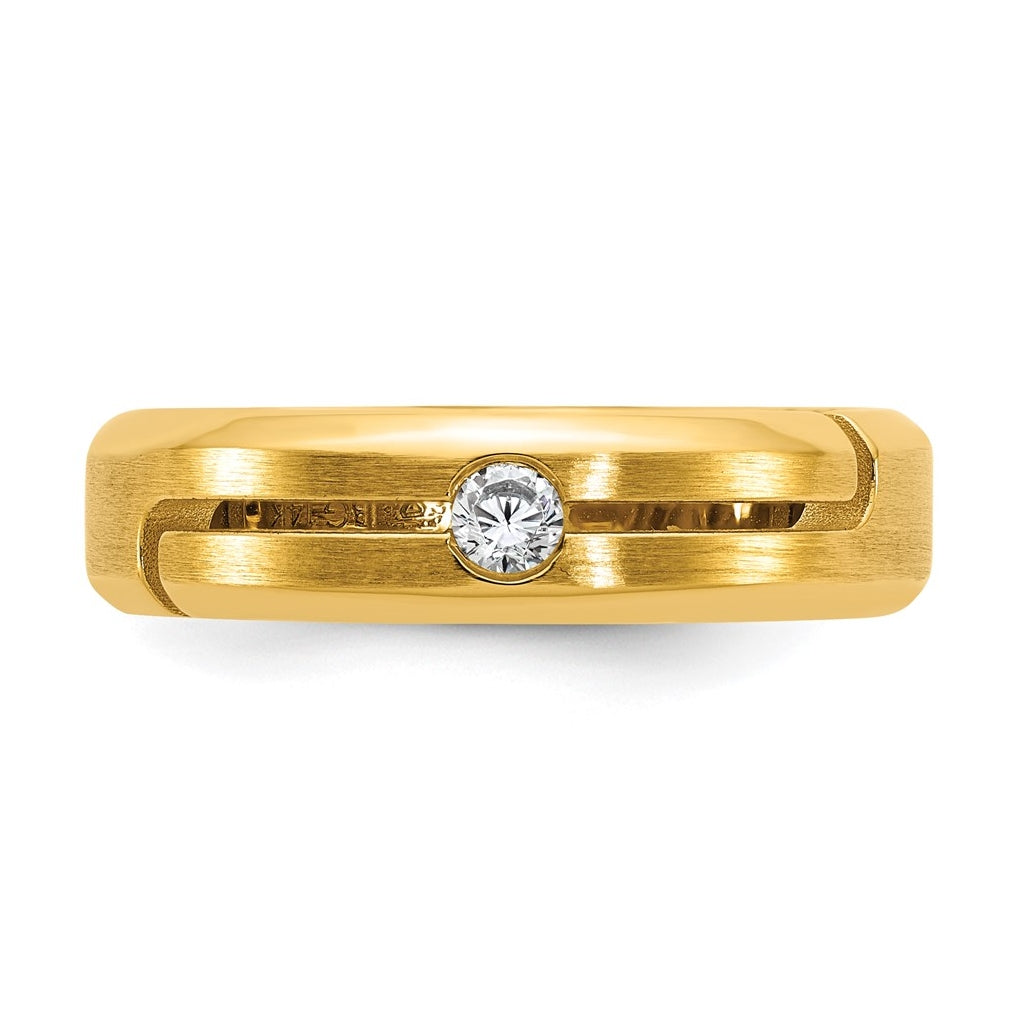 14k Yellow Or White Gold IB Goodman Mens Satin Complete 1/10ct Diamond Ring