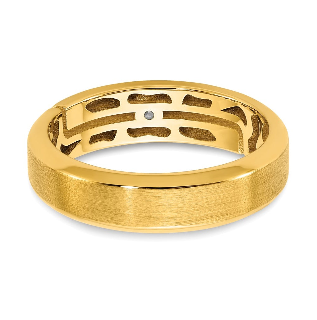 14k Yellow Or White Gold IB Goodman Mens Satin Complete 1/10ct Diamond Ring