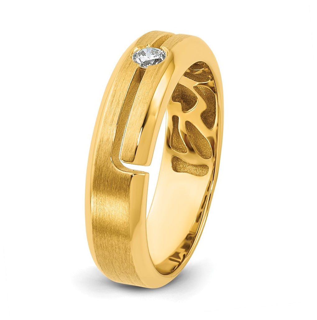 14k Yellow Or White Gold IB Goodman Mens Satin Complete 1/10ct Diamond Ring