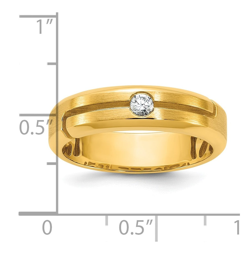 14k Yellow Or White Gold IB Goodman Mens Satin Complete 1/10ct Diamond Ring