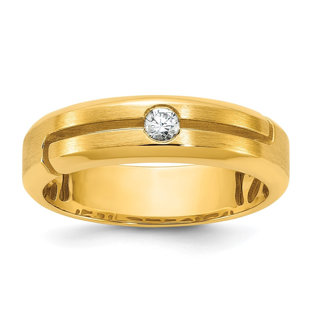 14k Yellow Or White Gold IB Goodman Mens Satin Complete 1/10ct Diamond Ring