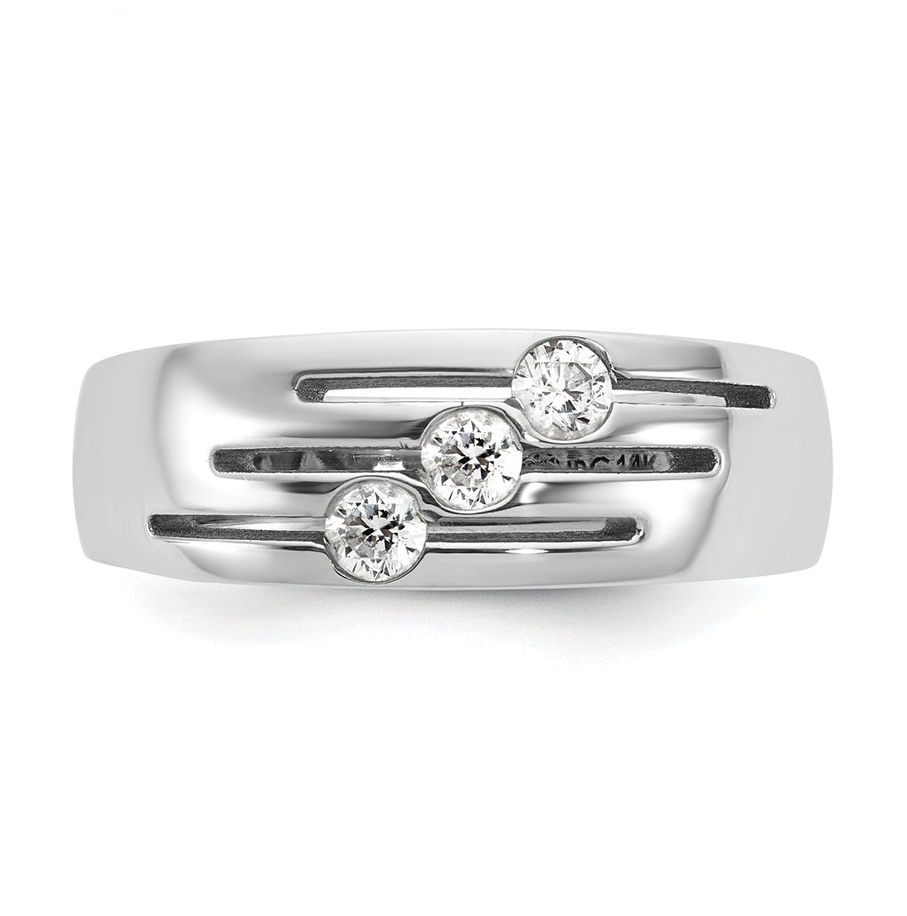 14k Yellow Or White Gold IB Goodman Mens Polished Complete 3-Stone 1/4ct Diamond Ring