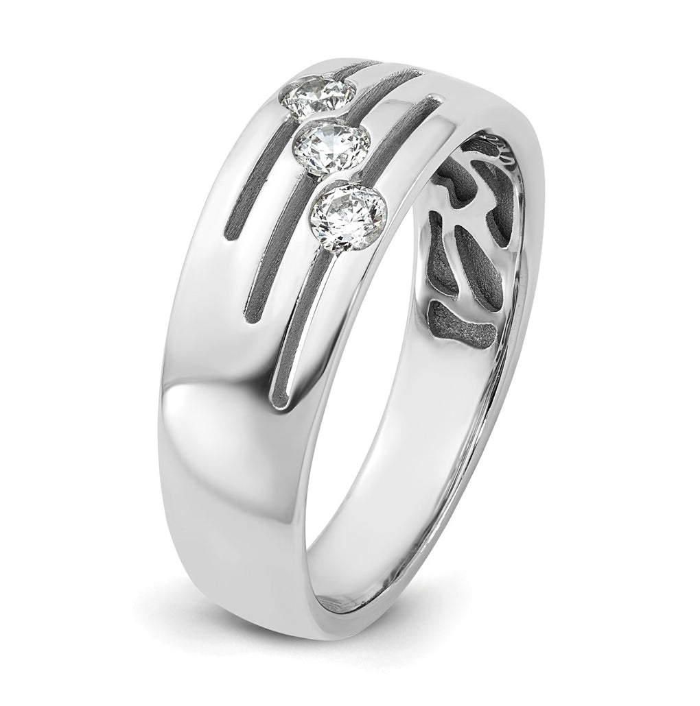 14k Yellow Or White Gold IB Goodman Mens Polished Complete 3-Stone 1/4ct Diamond Ring