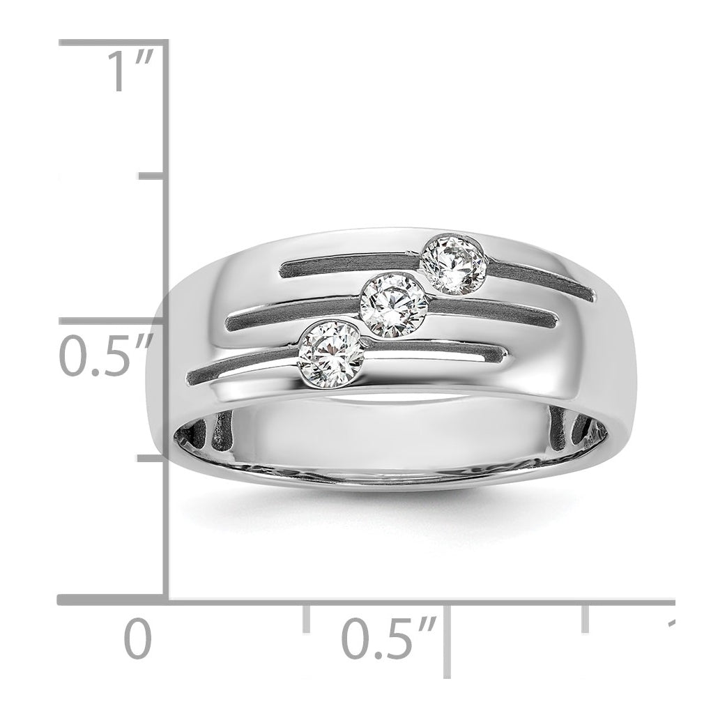 14k Yellow Or White Gold IB Goodman Mens Polished Complete 3-Stone 1/4ct Diamond Ring