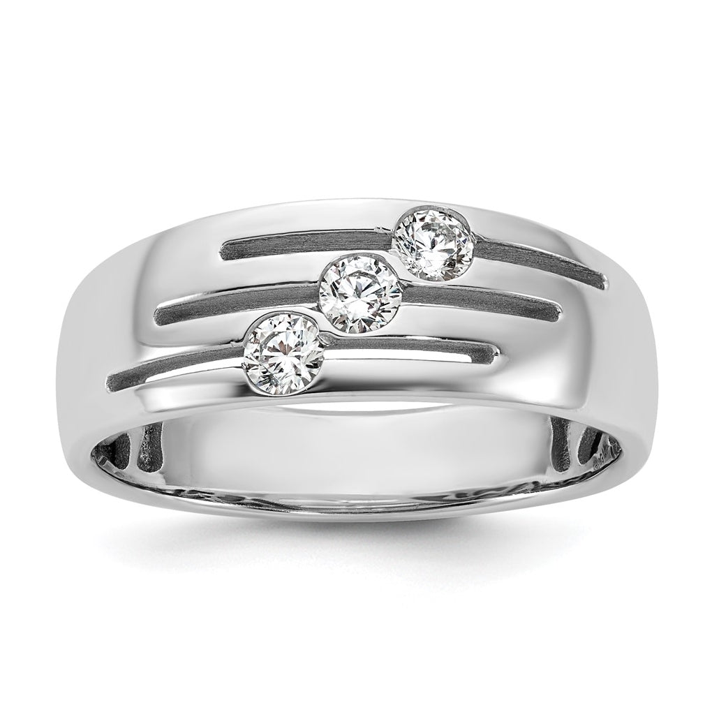 14k Yellow Or White Gold IB Goodman Mens Polished Complete 3-Stone 1/4ct Diamond Ring
