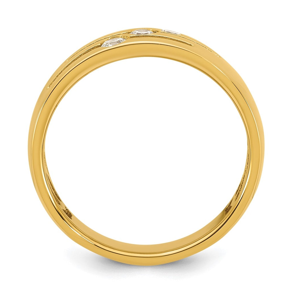 14k Yellow Or White Gold IB Goodman Mens Polished Complete 3-Stone 1/4ct Diamond Ring