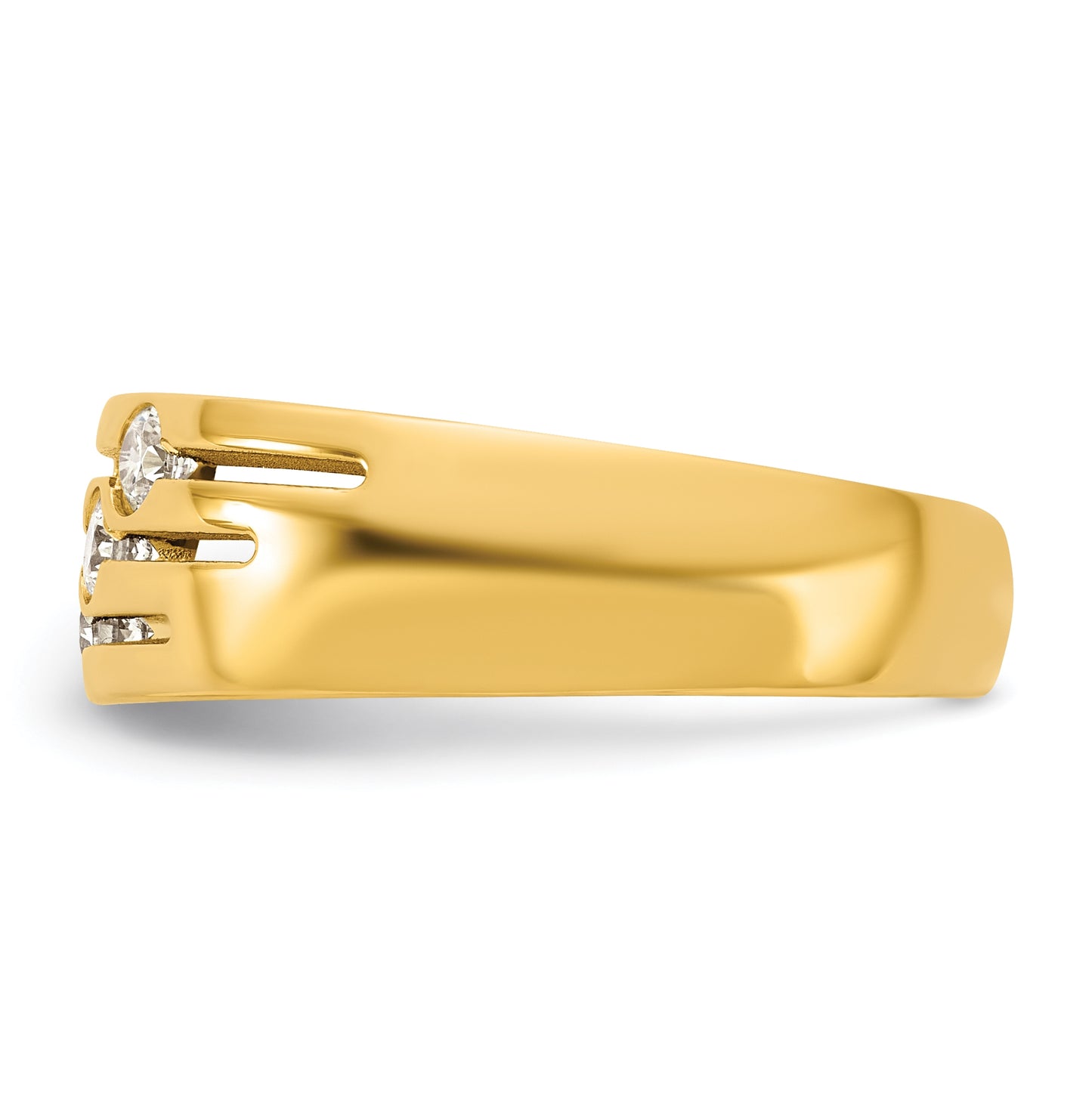 14k Yellow Or White Gold IB Goodman Mens Polished Complete 3-Stone 1/4ct Diamond Ring