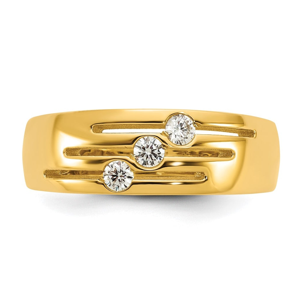 14k Yellow Or White Gold IB Goodman Mens Polished Complete 3-Stone 1/4ct Diamond Ring