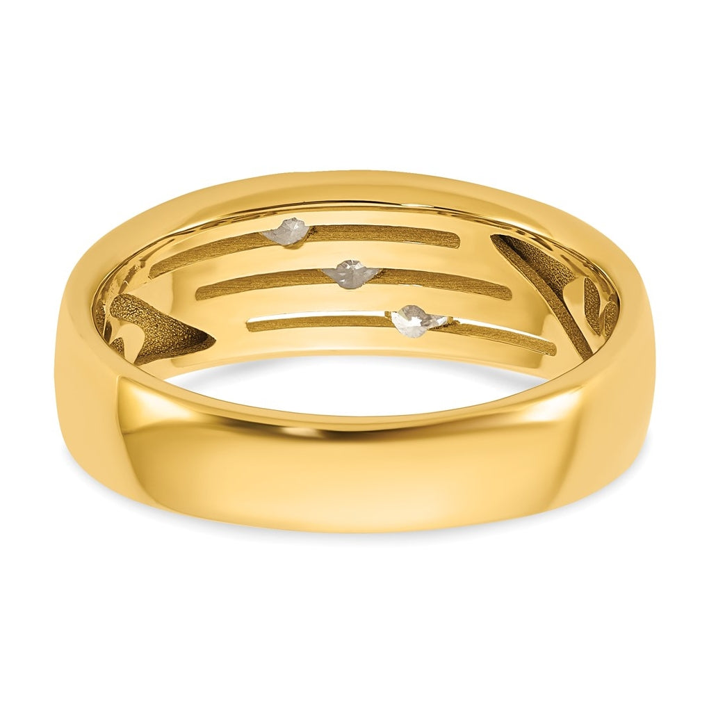 14k Yellow Or White Gold IB Goodman Mens Polished Complete 3-Stone 1/4ct Diamond Ring