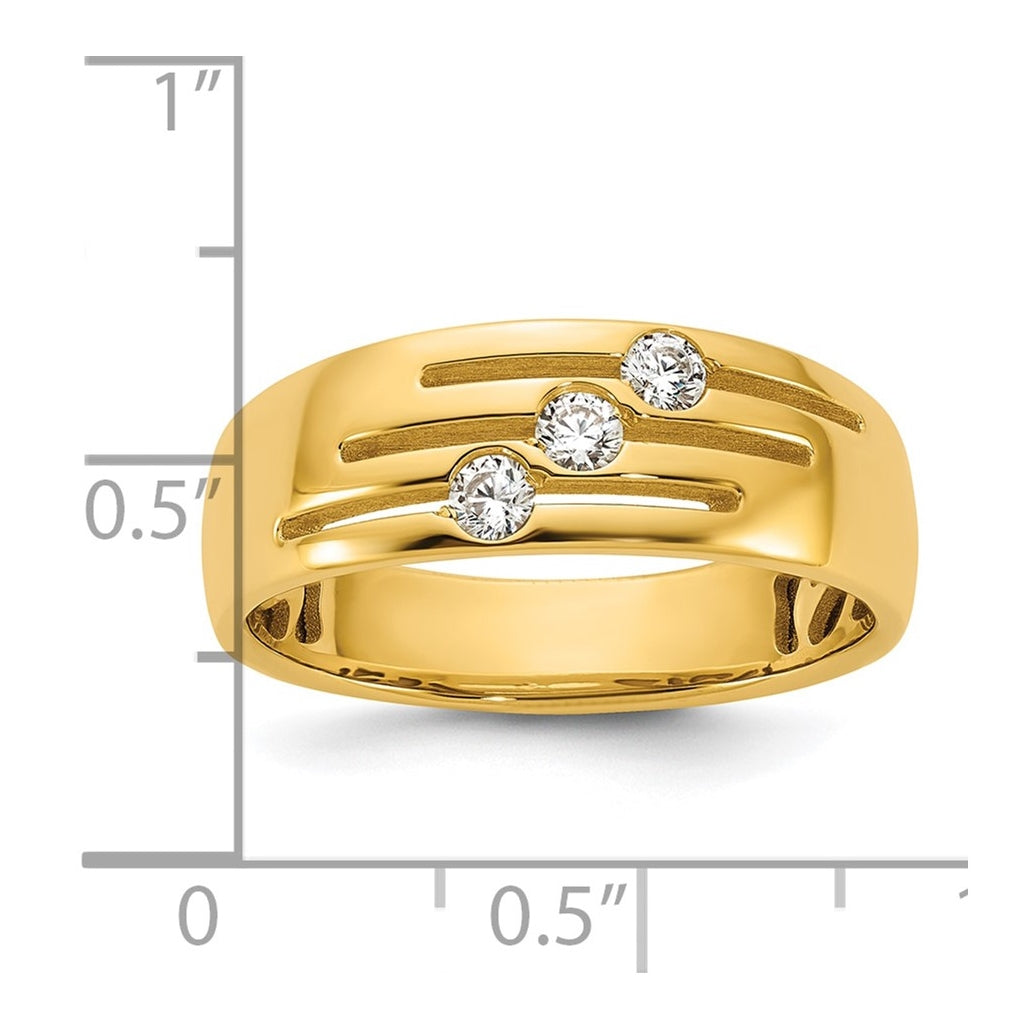 14k Yellow Or White Gold IB Goodman Mens Polished Complete 3-Stone 1/4ct Diamond Ring
