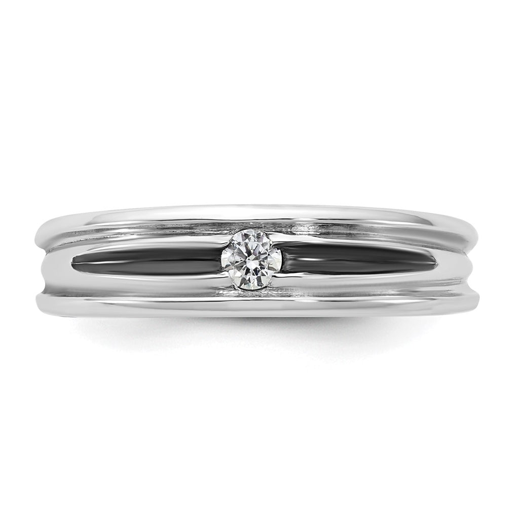 14k Yellow Or White Gold w/ Rhodium IB Goodman Mens Complete 1/10ct Diamond Ring