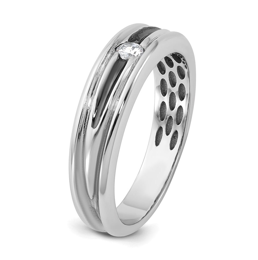 14k Yellow Or White Gold w/ Rhodium IB Goodman Mens Complete 1/10ct Diamond Ring