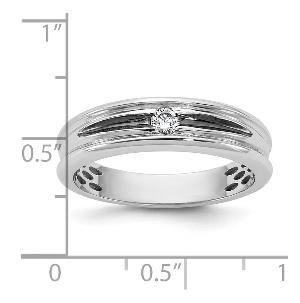 14k Yellow Or White Gold w/ Rhodium IB Goodman Mens Complete 1/10ct Diamond Ring