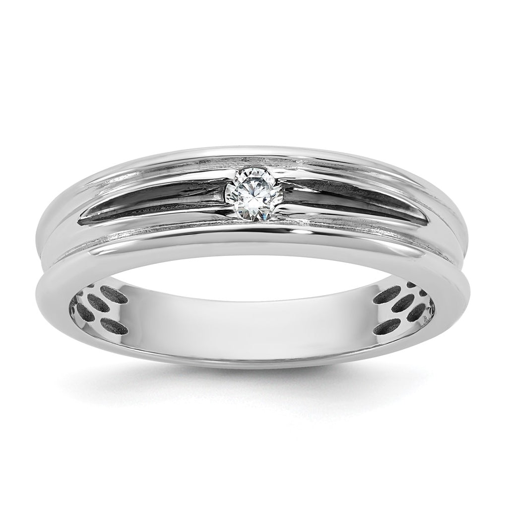 14k Yellow Or White Gold w/ Rhodium IB Goodman Mens Complete 1/10ct Diamond Ring