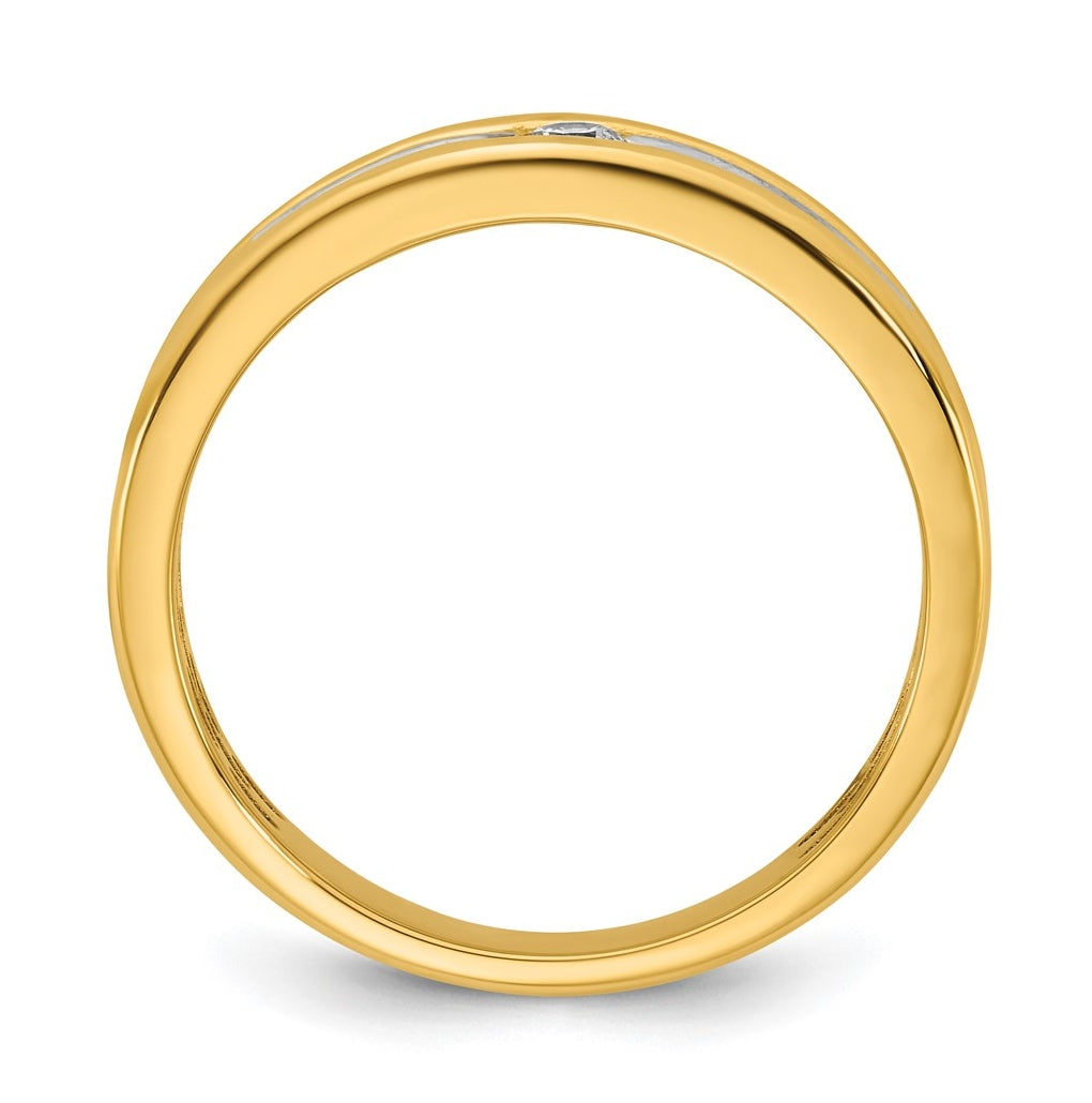 14k Yellow Or White Gold w/ Rhodium IB Goodman Mens Complete 1/10ct Diamond Ring
