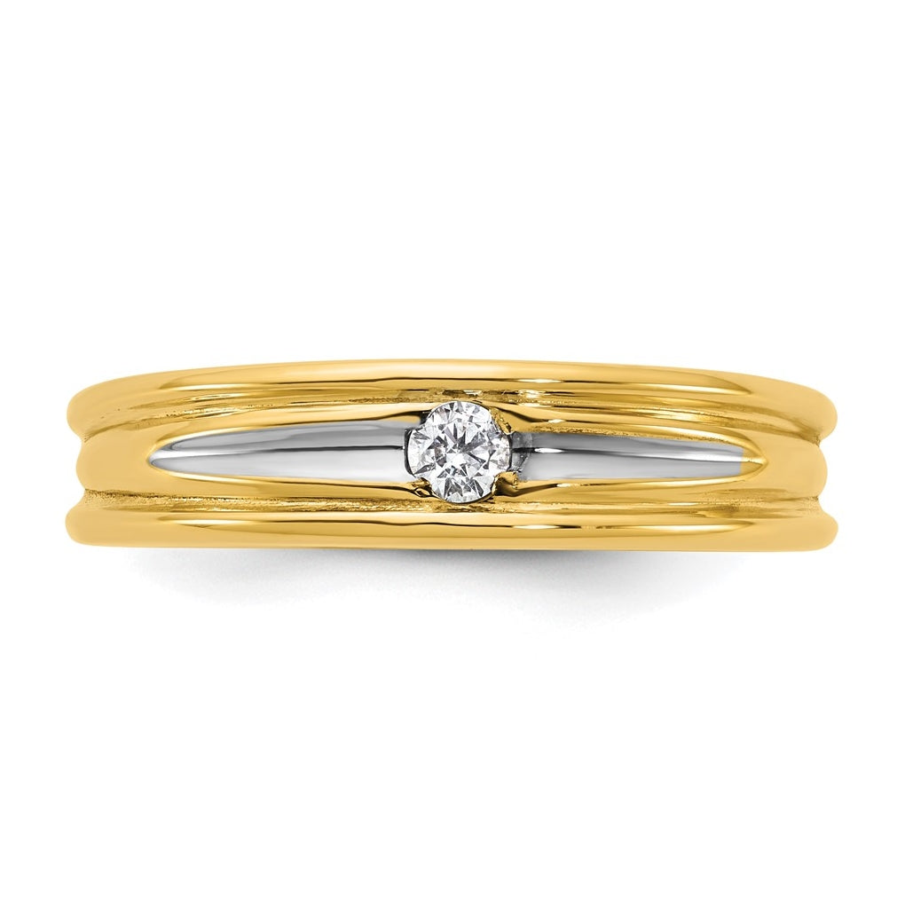 14k Yellow Or White Gold w/ Rhodium IB Goodman Mens Complete 1/10ct Diamond Ring
