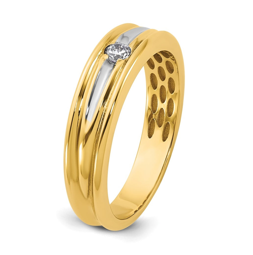 14k Yellow Or White Gold w/ Rhodium IB Goodman Mens Complete 1/10ct Diamond Ring