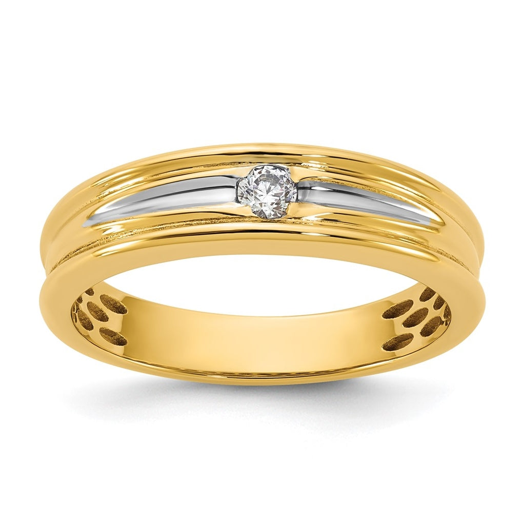14k Yellow Or White Gold w/ Rhodium IB Goodman Mens Complete 1/10ct Diamond Ring
