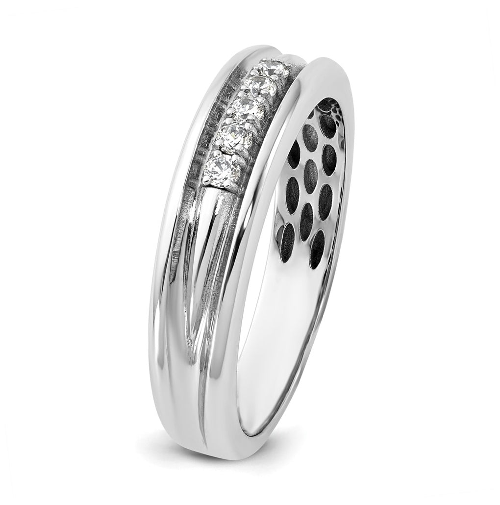 14k Yellow Or White Gold IB Goodman Mens Polished Complete 5-Stone 1/6ct Diamond Ring