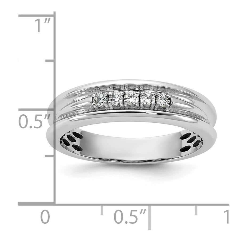 14k Yellow Or White Gold IB Goodman Mens Polished Complete 5-Stone 1/6ct Diamond Ring