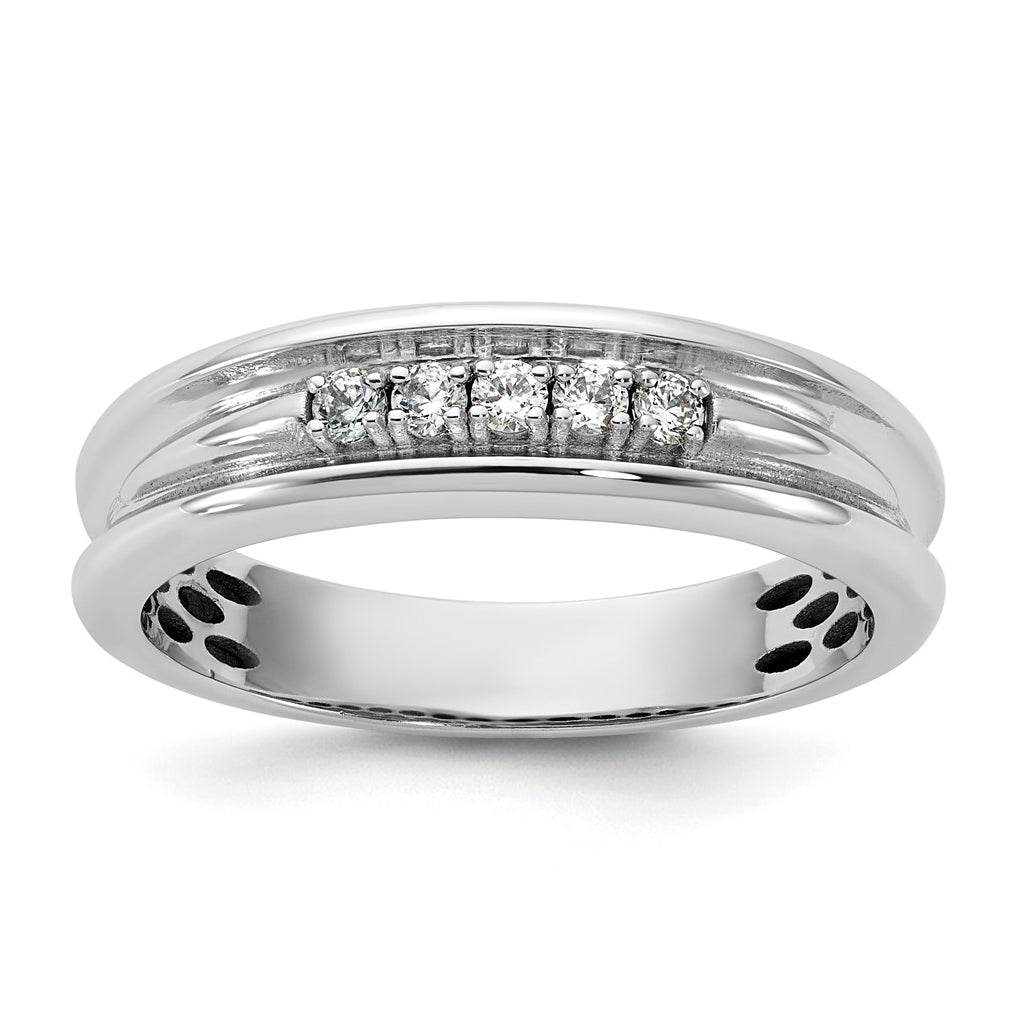 14k Yellow Or White Gold IB Goodman Mens Polished Complete 5-Stone 1/6ct Diamond Ring