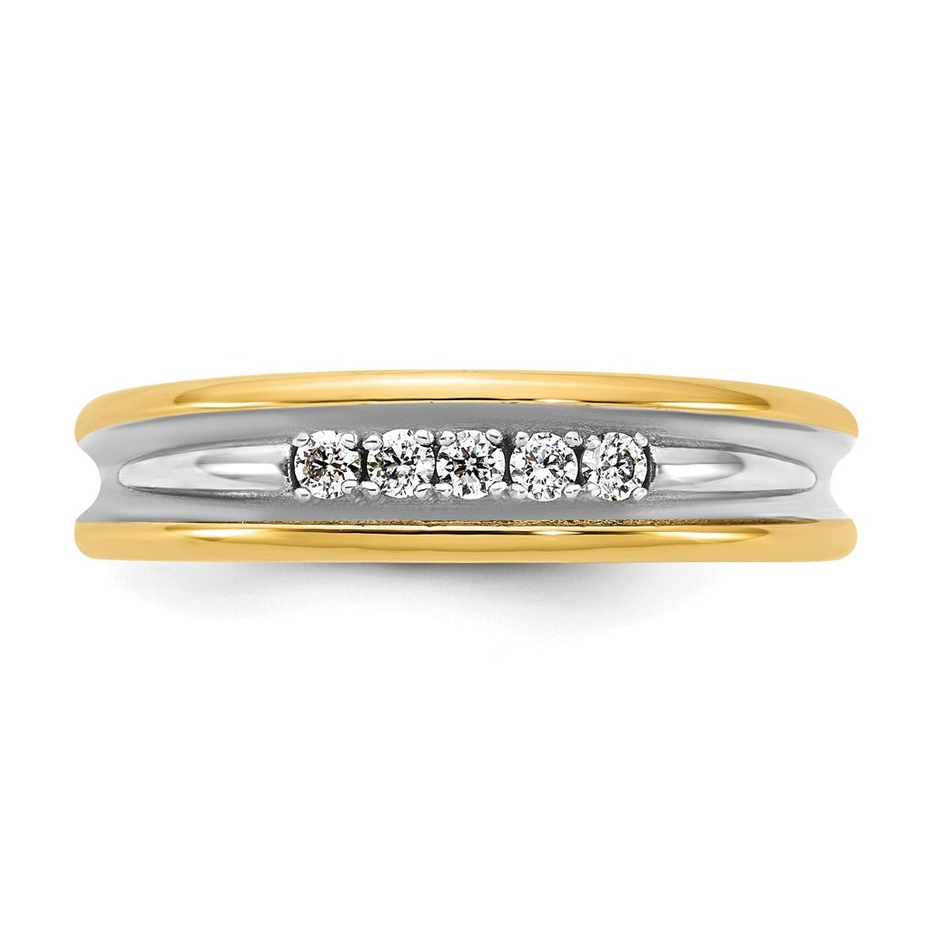 14k Yellow Or White Gold IB Goodman Mens Polished Complete 5-Stone 1/6ct Diamond Ring